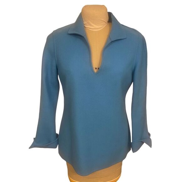 Etcetera Wool Blend Tunic “Tiffany” Blue Sz. 8 V-Neck - Picture 1 of 9